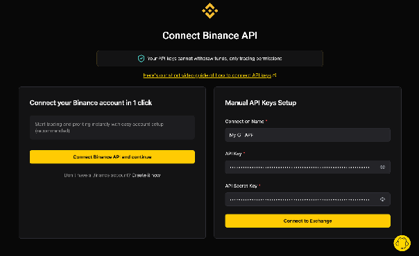 2. How to connect your Binance account to GT App and to launch trading.