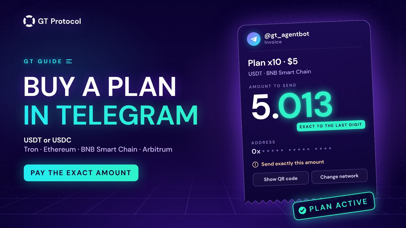 How to Buy a GT App Membership in Telegram (USDT/USDC)