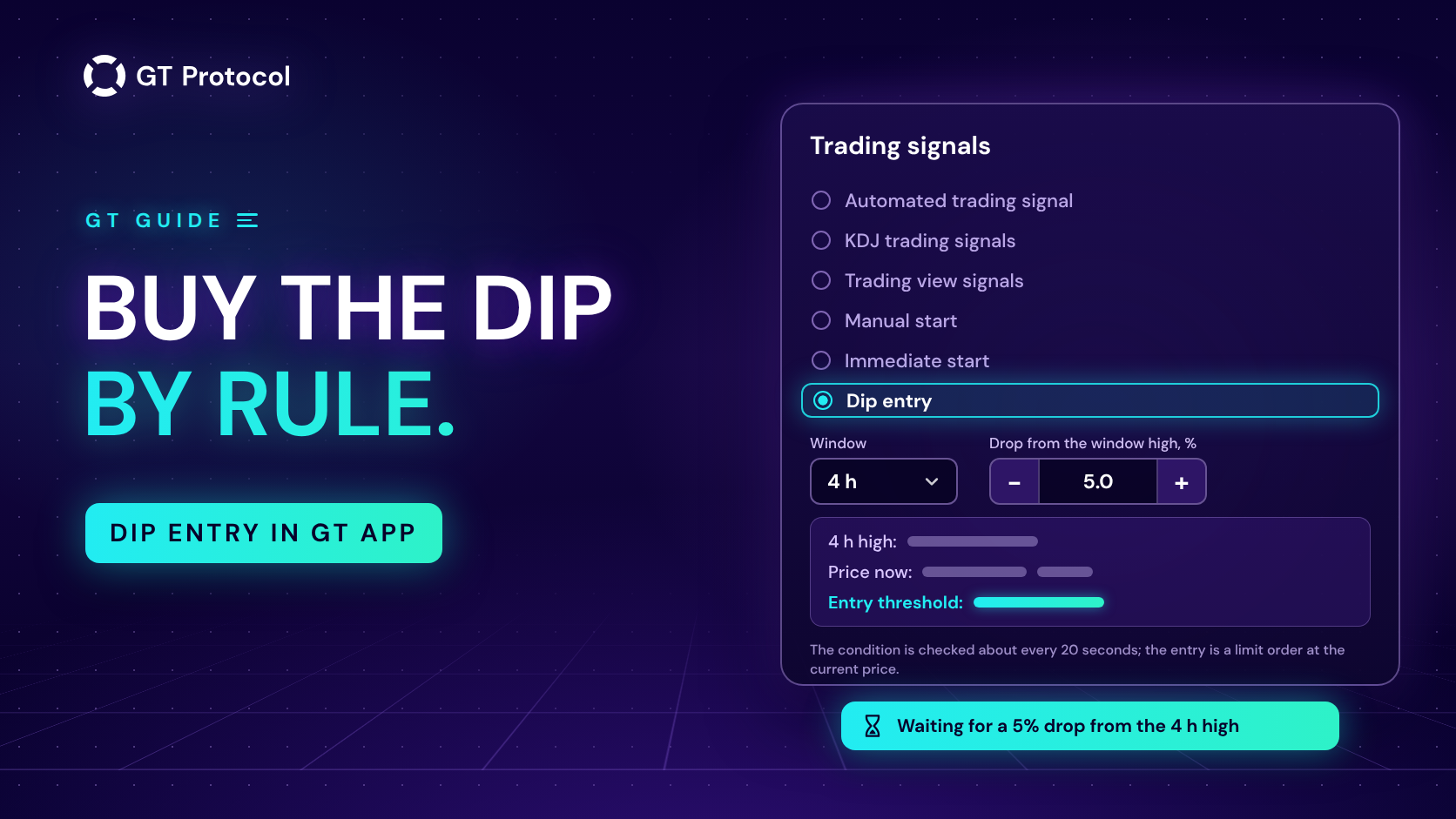 Dip Entry: How to Set Up a Buy-the-Dip Bot in GT App